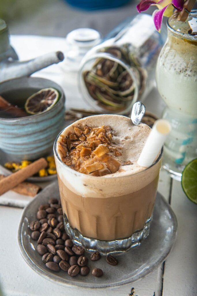 Coconut Coffee at Shore Club on An Bang Beach in Hoi An, Vietnam