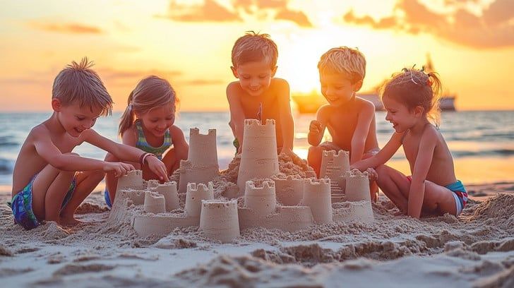 Kids enjoying games in the supervised Family Zone at Shore Club.