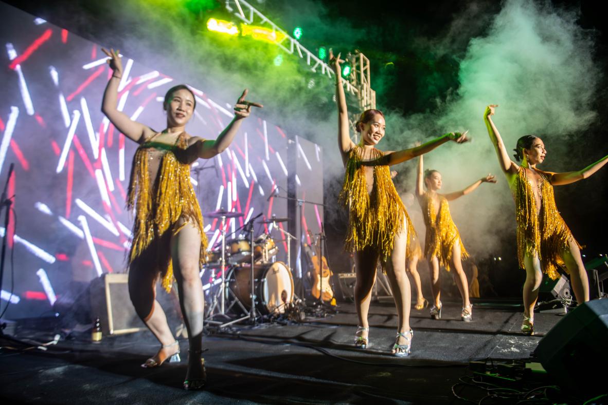 Dancers perform for New Year's Eve at Shore Club An Bang Beach