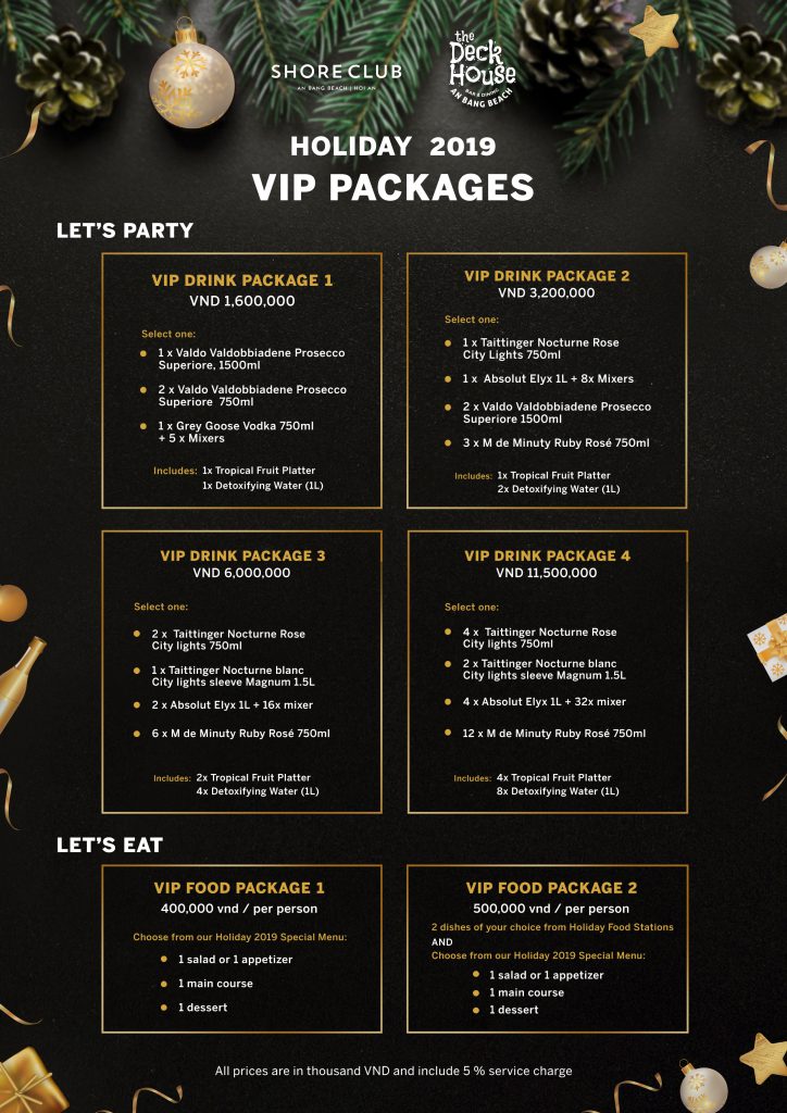 Holiday 2019 VIP Packages